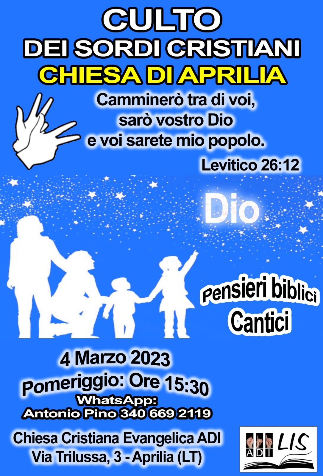 Culto Sordi Cristiani ad Aprilia (Latina) - Sabato 4 Marzo 2023