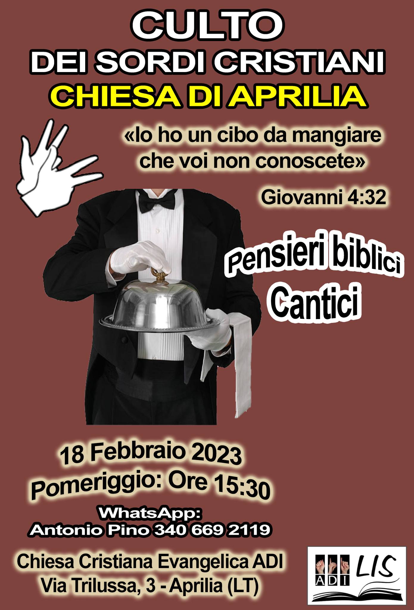 Culto Sordi Cristiani ad Aprilia (Latina) - Sabato 18 Febbraio 2023
